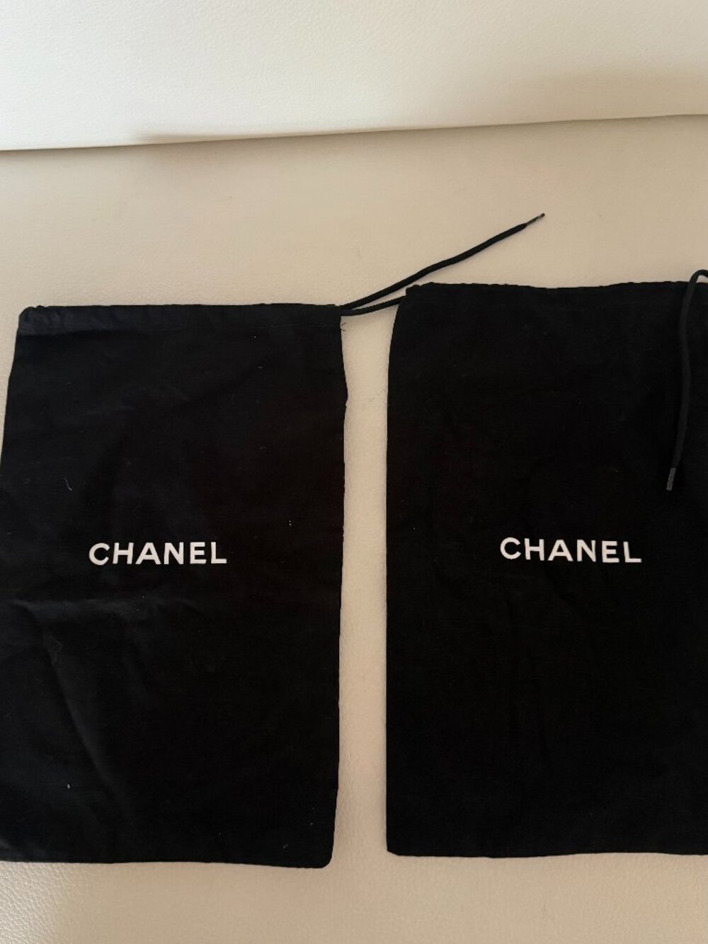 SET OF 2 AUTHENTIC CHANEL BLACK DUST BAG FOR SHOES / BAG 12" X 8'